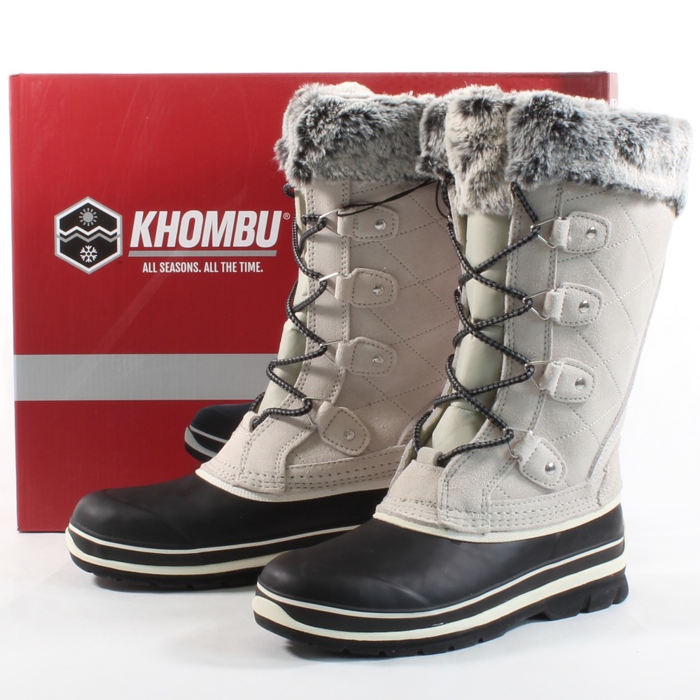Khombu Women's Leather Winter Snow Duck Boots NEW - Picture 2 of 8
